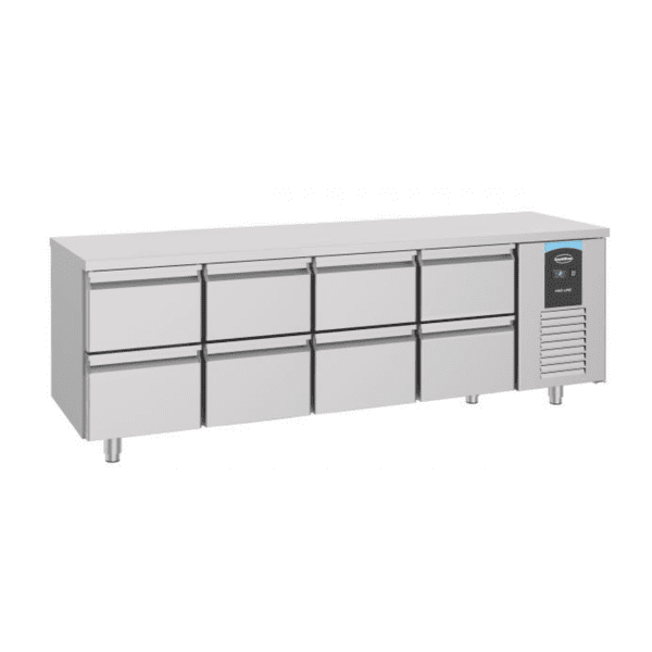 Foto van de voorkant van de koelwerkbank 8 lades