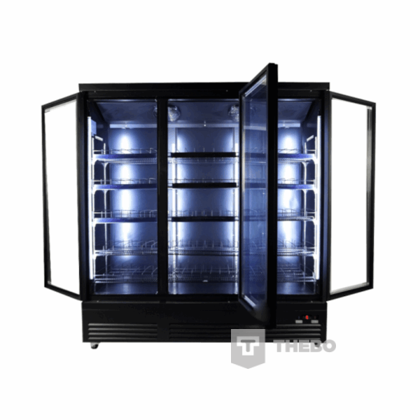 7526.0110 Combisteel zwarte frigo met drie glazen deuren